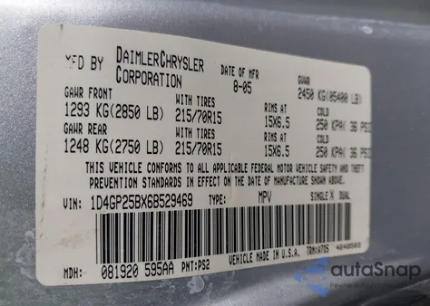 2006 Dodge Caravan Se from USA, damaged, VIN 1D4GP25BX6B529469